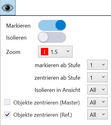 Menue BIM Ansichtseinstellungen